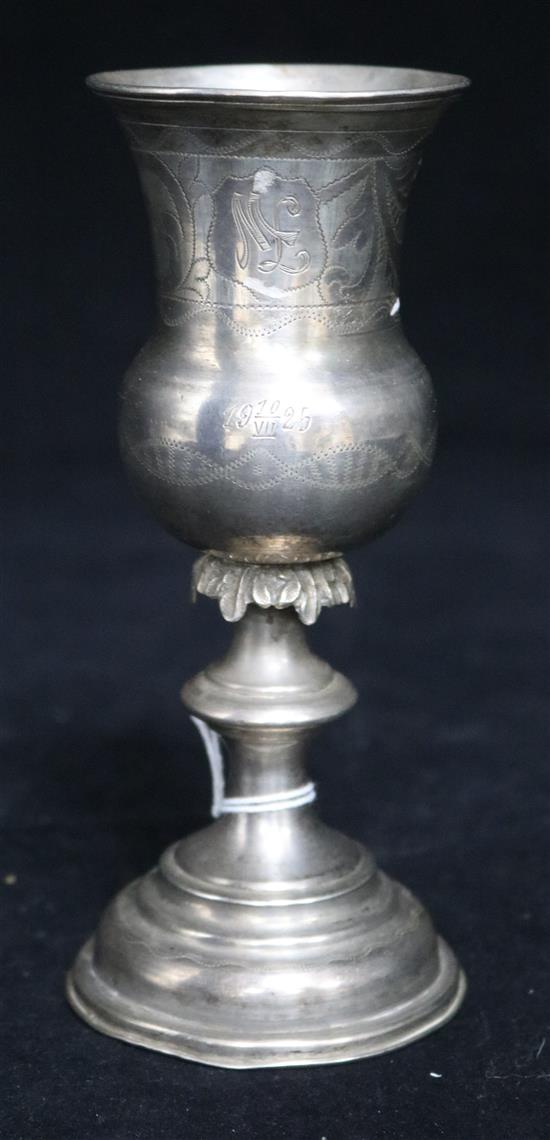 A continental silver goblet with indistinct marks,